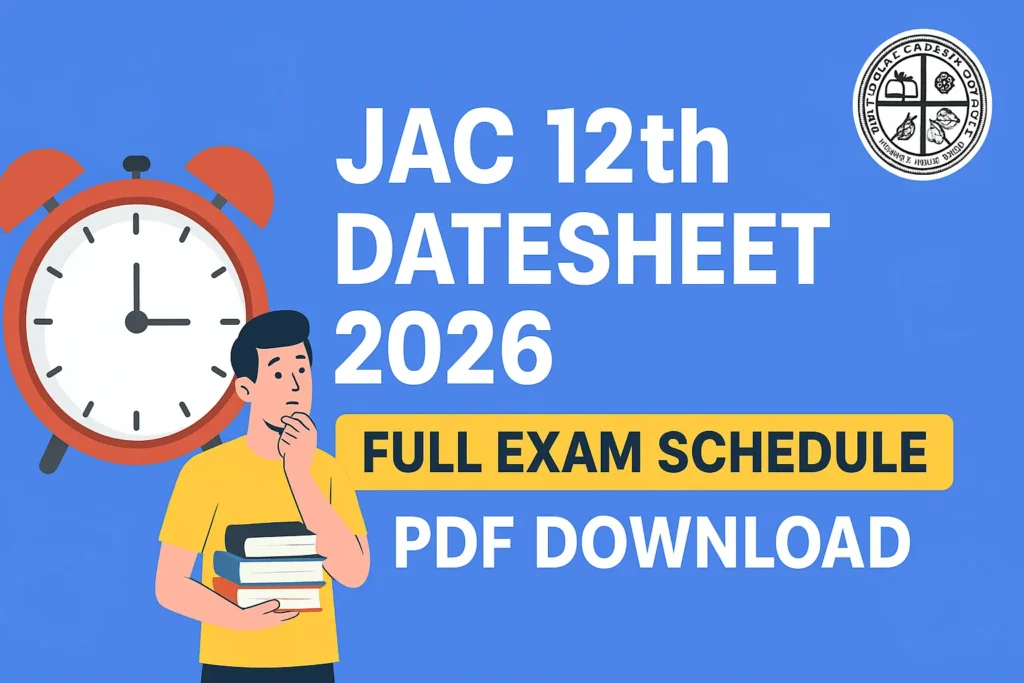 JAC Board Class 12th Datesheet 2026